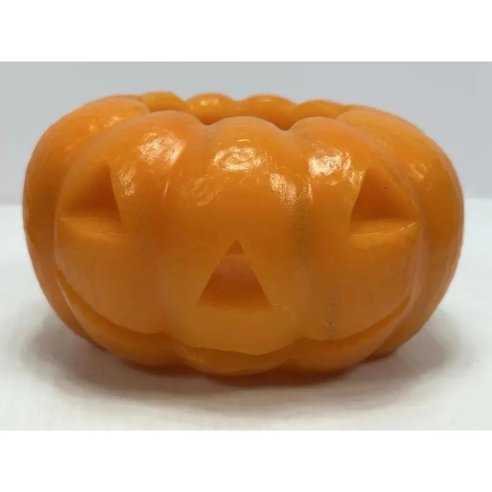 3 VTG Wax Jack o lantern Halloween Pumpkin Luminary‎ Electric Tea Light Holder